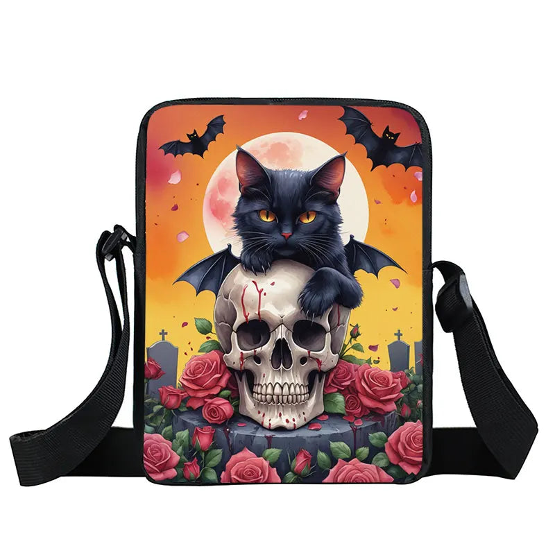 Fantasy Magic Cat Print Small Crossbody Bag Women Handbags for Travel Teenagers Boys Girls Phone Holder Storage Bag Gift