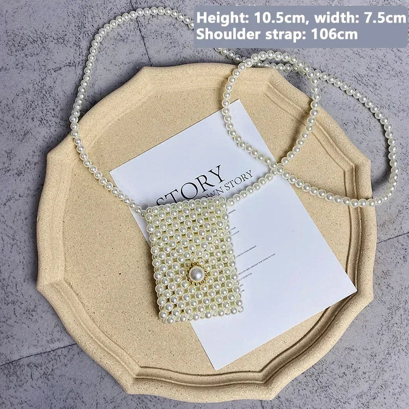 Heart Mini Bags for Women Delicate Pearl Cute Shoulder Crossbody Bag Stylish Versatile Sweet Girls Solid Color Leisure Holiday