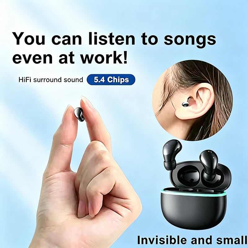 B53-Bluetooth 5.4 Wireless Earphones Small Earbuds Sleeping Sport Invisible Headphones Bass Sound Quality Headset