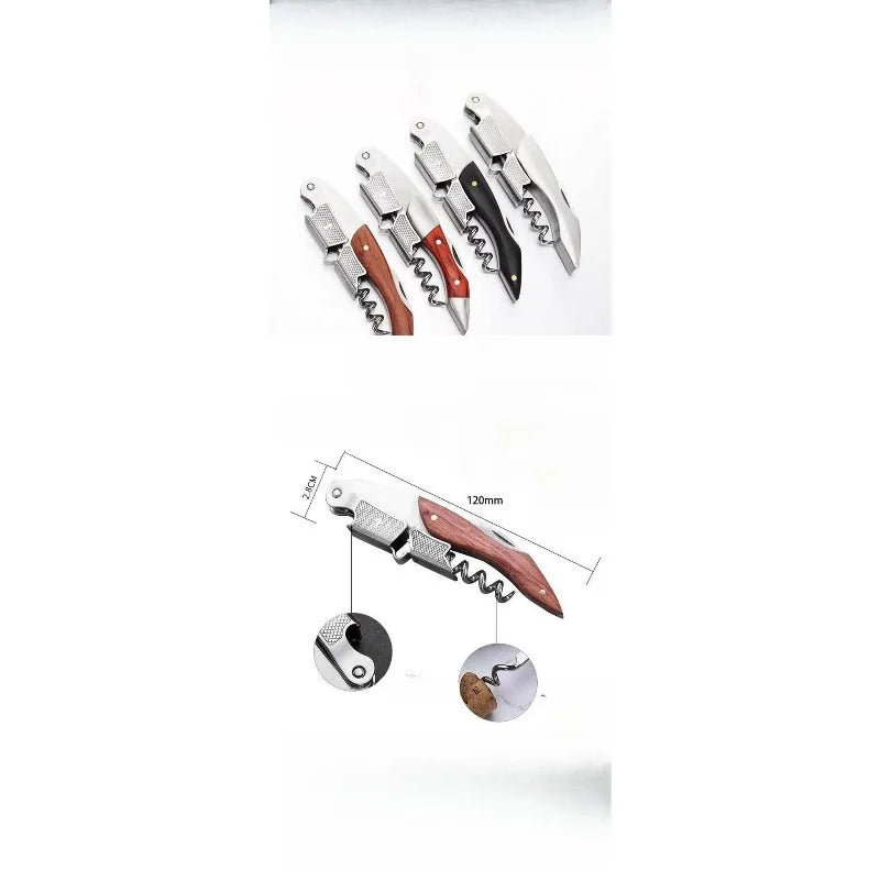Professional Wine Opener Corkscrew Wood Handle Portable Multifunction Beer Cap Bottle Opener Kitchen Bar Tool High Quality