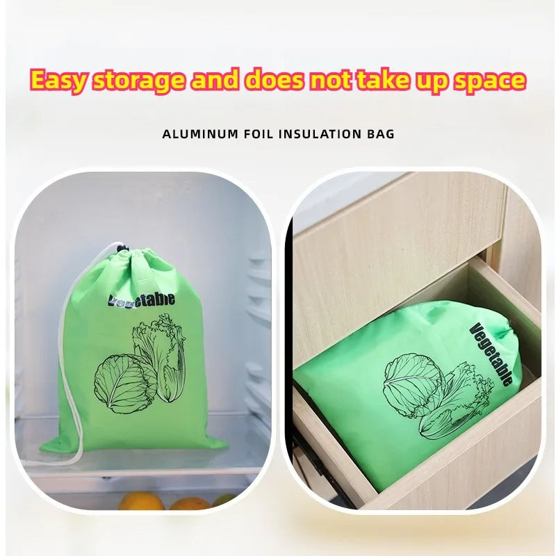 Fruit Vegetables Storage Bag Insulated Shockproof Fresh Keeping Drawstring Pouch for Lettuce Banana Preserve Organizer
