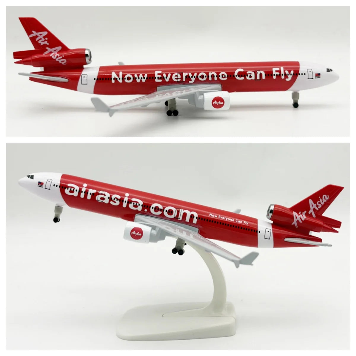 20cm Md11 Plane Model Airasia Md-11 Diecast Airplane Model Metal Scale Aircraft With Stand & Wheel Souvenir Plane Gift