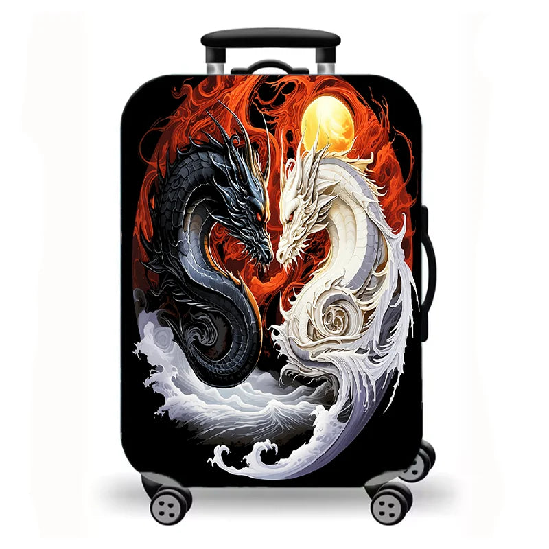 Luggage Cover, Fantasy Dragon Mythical Creature Print Stretch Suitcase Protector, Washable Anti-Scratch Travel Baggage Cover