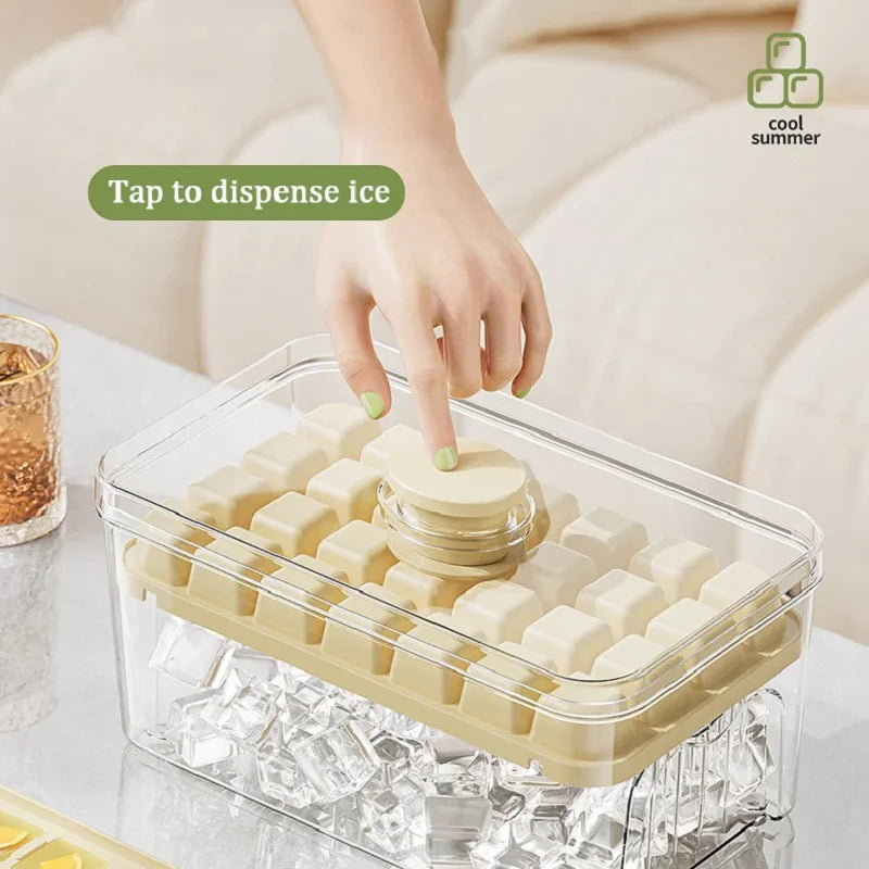 28/56 Grids Ice Cube Mold Press Ice Tray Bucket Multifunctional Ice Maker with One-touch To Release Portable Ice Box Ice Cube Tr
