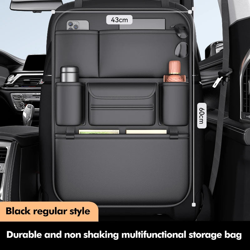 Car Seat Back Multi-function Storage Bag Large Capacity Pocket Backseat Organizer Foldable Dining Table Tablet Tray Hanging Bag