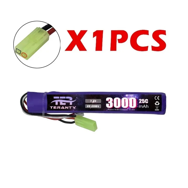 7.4V 3000mAh LiPo Battery with Small Tamiya Deans T Connector 2S For Electric Toys Water Bullet Gun Battery Parts Accessories
