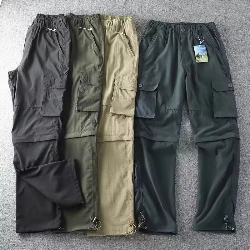Men Quick-dry Outdoor Pants 2026 Spring Summer Thin Double-used Loose Pants Hiking Shorts Travel Climbing Fishing Trousers Women