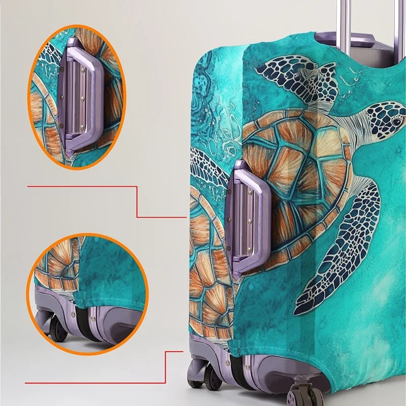 Double turtle deep-sea pattern luggage protection cover, suitable for 18-32 inch luggage covers, luggage handle gloves, travel a
