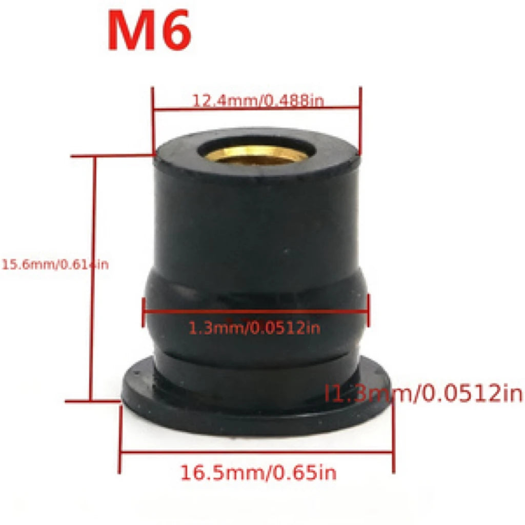 Rubber Well Nut M4 M5 M6 Windscreen Fastener Expansion Nut Aftermarket Parts For Motorcycle Scooter ATV Dirt Bike Motocross