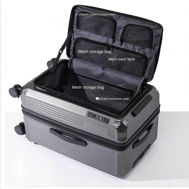 Expandable Large Size Travel Suitcase 32/34 inch Side Opening Large Deep Compartment Five-Wheel Luggage Thickened valise voyage