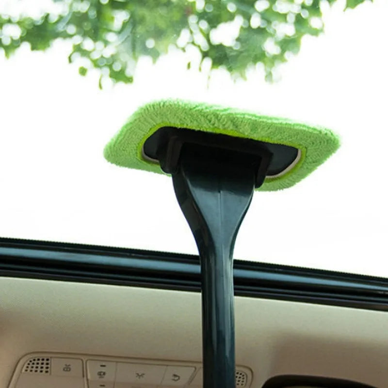 Car cleaning set (1 handle + 4 replacement cloths), windshield cleaning tool, reusable cloth pad, for cleaning dust and stains