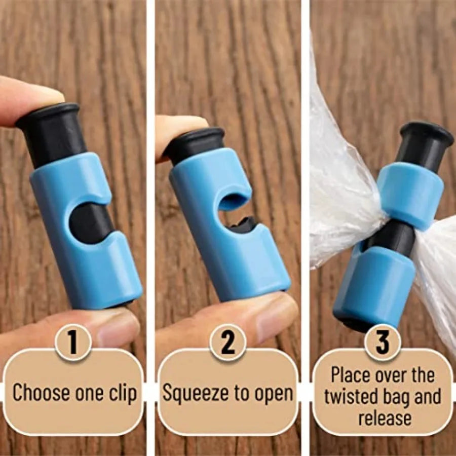 - Squeeze and Lock Bread Bag Clips, 2.4 Inch, 8 Pack, Multicolor Squeeze Lock Clips, Reusable Bag Closures for Bread, Snacks, C