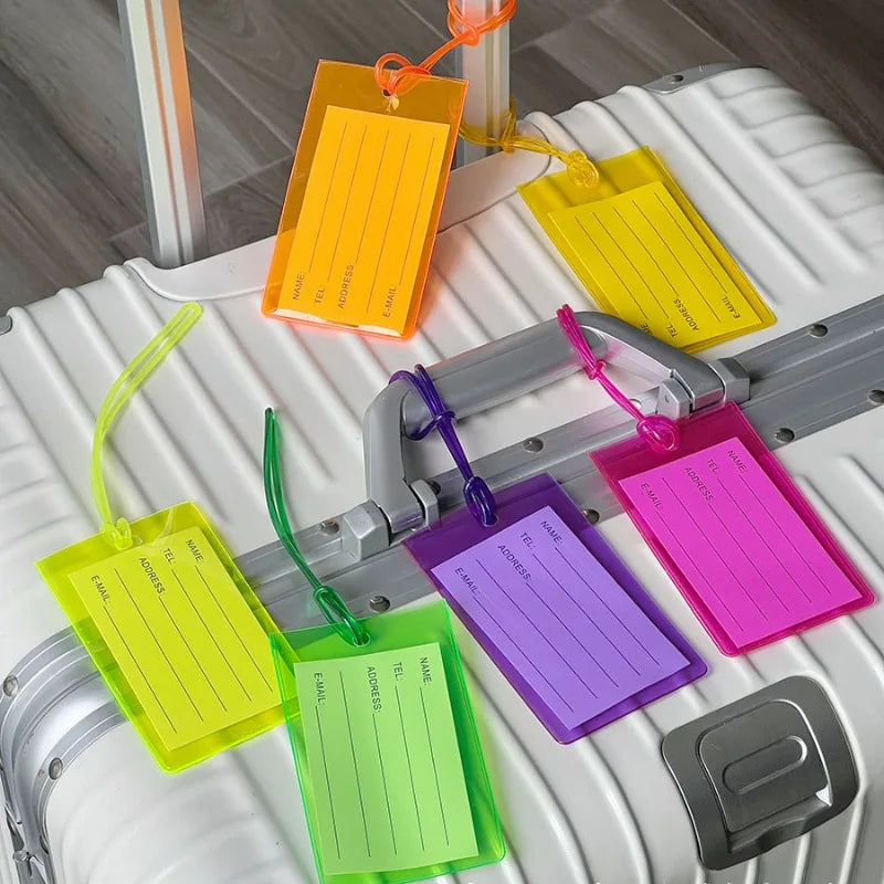 PVC Fluorescent Colorful Luggage Tag Holder Boarding Pass Travel Tag Card Cover Aircraft Anti Loss Hang Tags