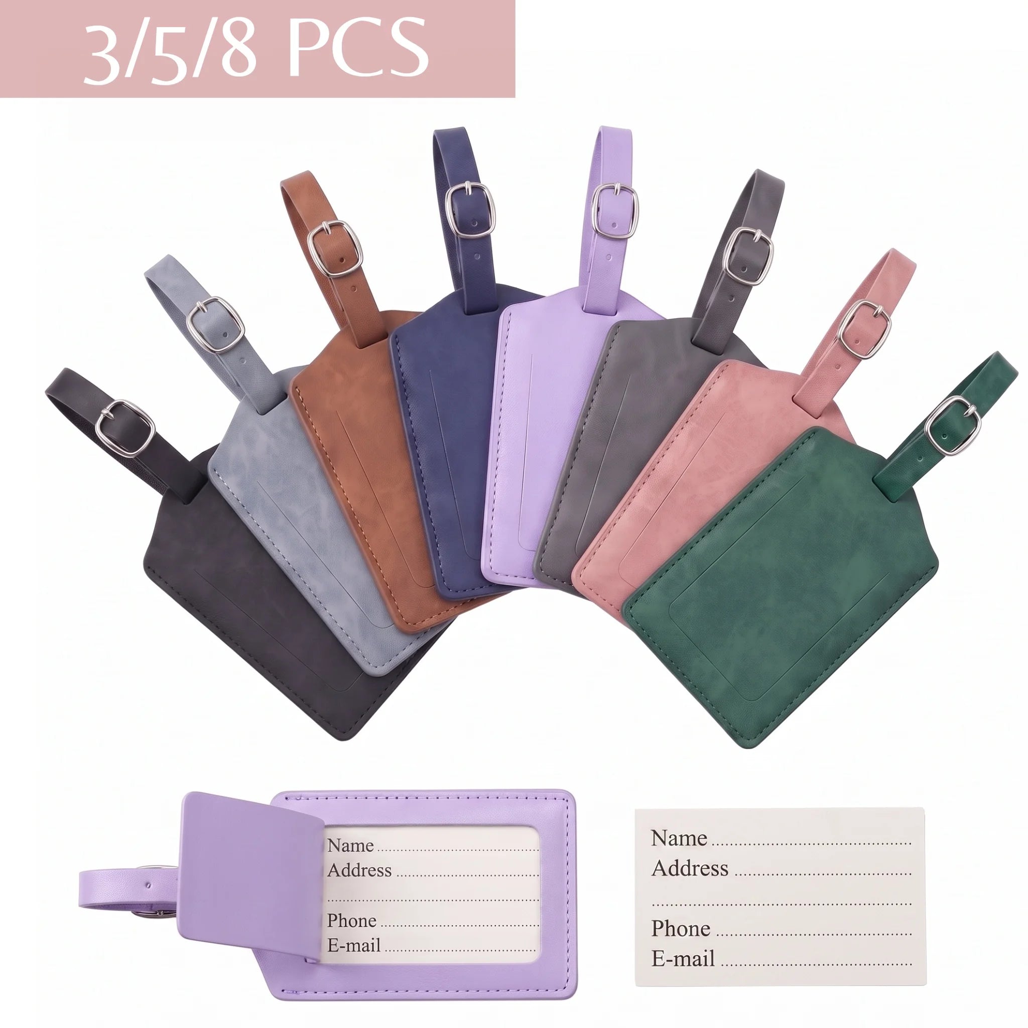Pomelo Best 3/5/8 Pack Pomelo Best PU Leather Privacy Luggage Tags Suitcase Travel Accessories For Men Women