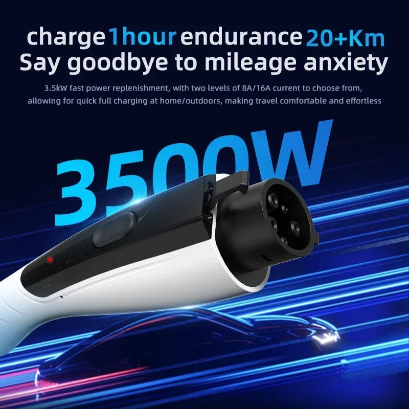 Portable EV Charger 16A 3.5KW Type1 to J1772, 3M/5M/10M Cable Electric Vehicle Charging Station for Fast Home Charging (ROMADA)