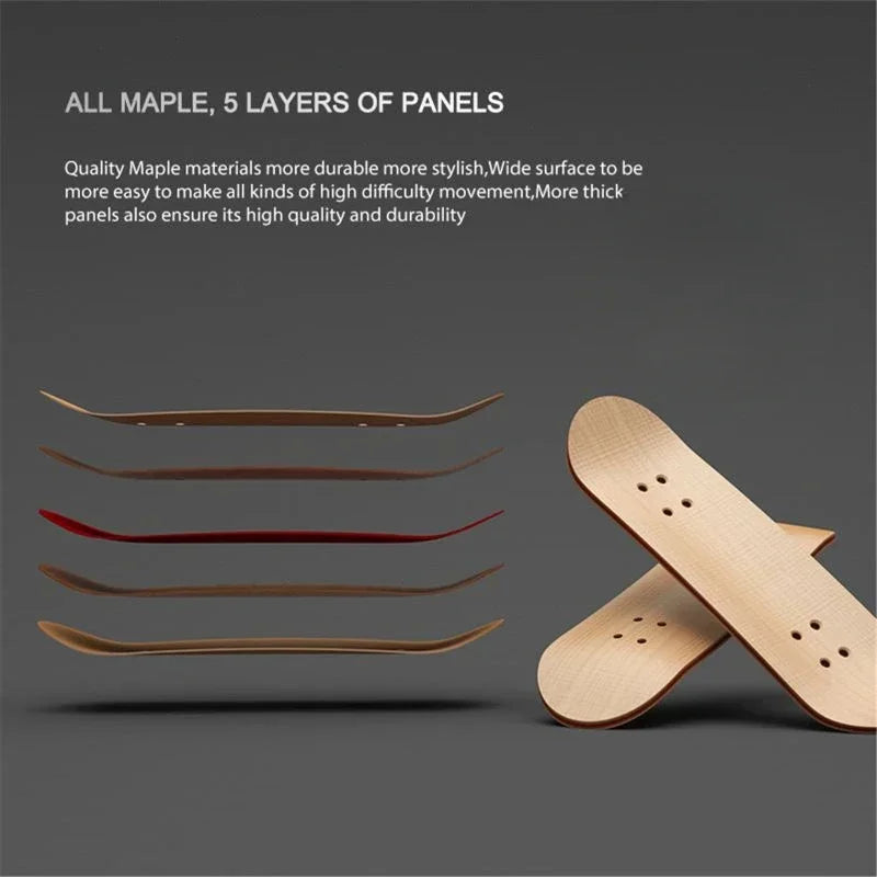 1set Professional Finger Skateboard Five-Layer Maple Wood Bearing Alloy Wheel Fingertip Skateboard Venue Swingable