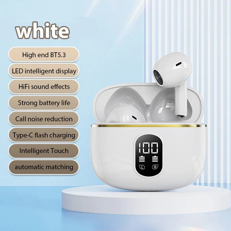 Wireless Earphone HIFI Stereo Sound Bluetooth 5.3 Headphones Power Display Earbuds Noise Reduction For iPhone Samsung Headsets