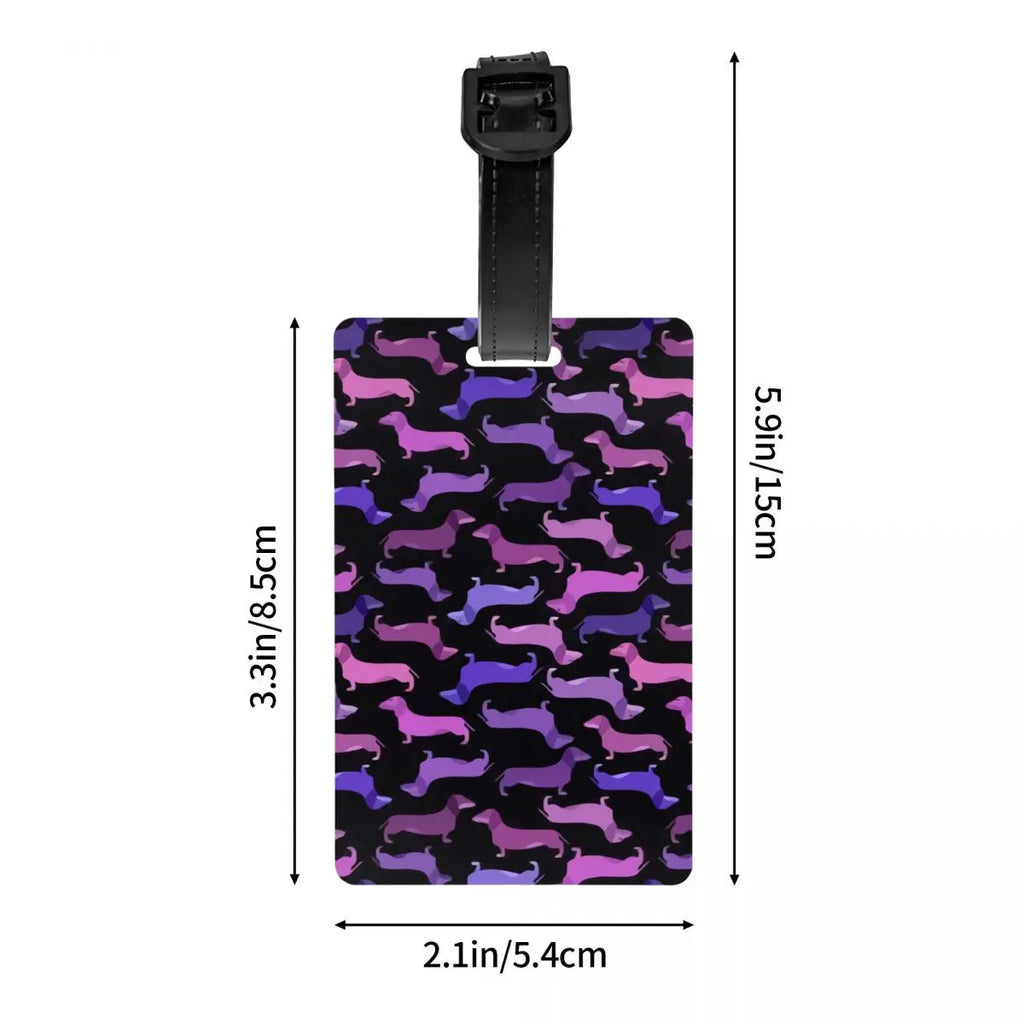 Custom Cute Dachshund Sausage Dog Luggage Tag With Name Card Puppy Animal Privacy Cover ID Label for Travel Bag Suitcase