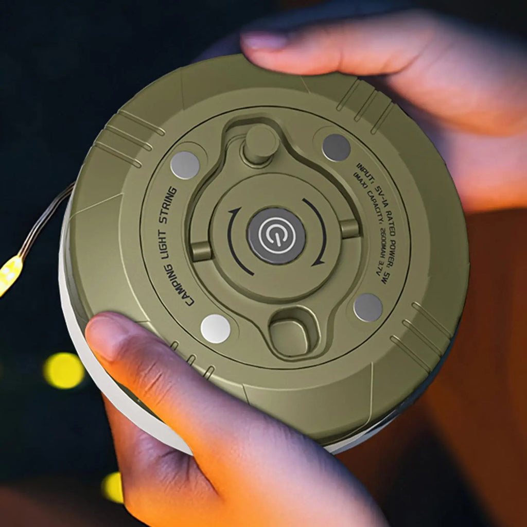Retractable Camping String Lights 20m Type-C Rechargeable 2600mAh Portable Waterproof Tent Light for RV Garden Patio
