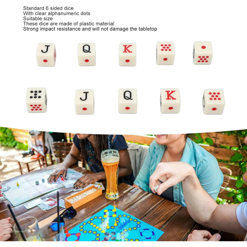 20Pcs/set 16mm Square Corner Teeth Yellow Acrylic Poker Dice JQK Dice Table Game Dice Spanish Dice