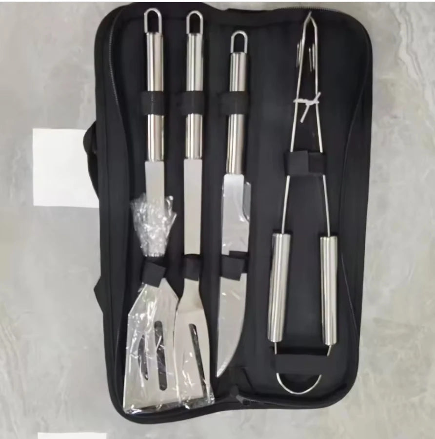 Stainless Steel Grillware Aluminium Case Set Grill Knife Fork Spatula Brush Outdoor BBQ Tools Combination Set