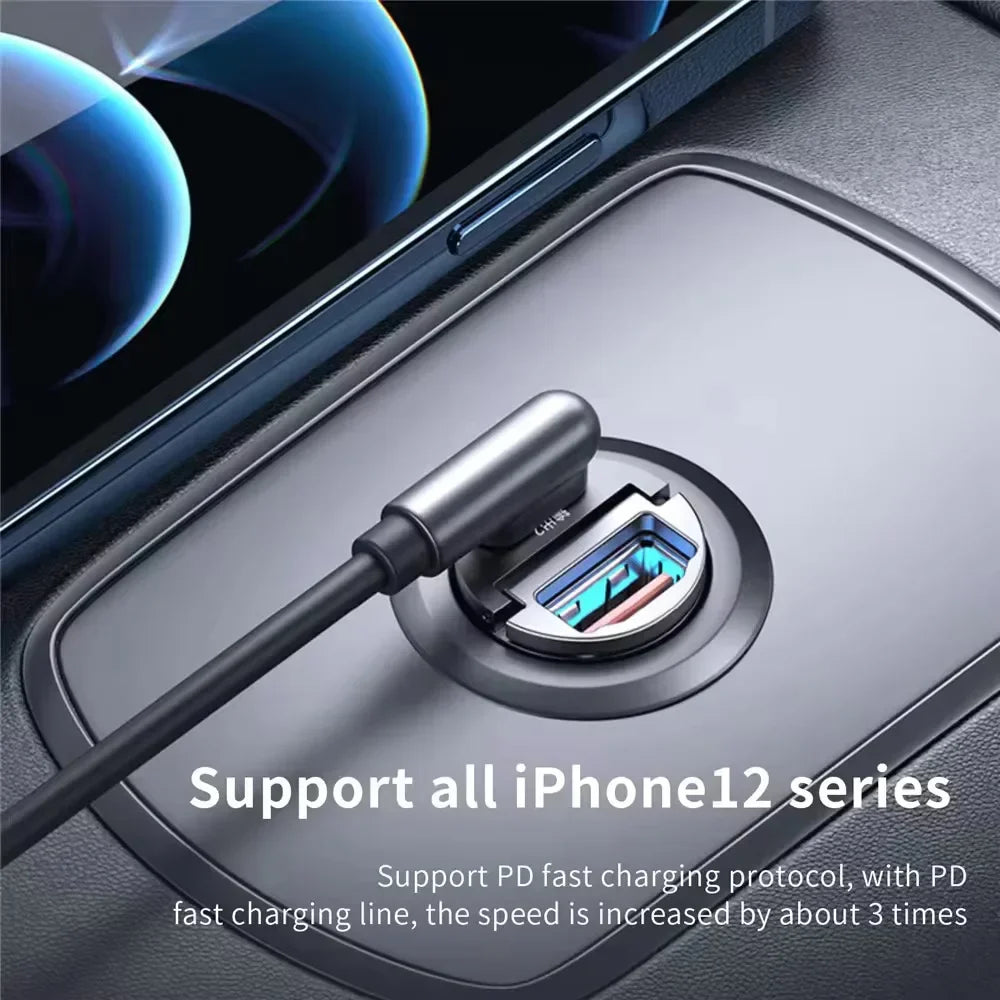 100W Mini Car Charger Fast Charging for IPhone QC3.0 Mini PD USB Type C Car Mobile Phone Charger for Xiaomi Samsung Huawei