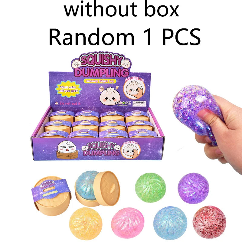 Hot 2026 Decompression toy glitter colored bun shaped venting ball, dumping bun squeezing decompression ball