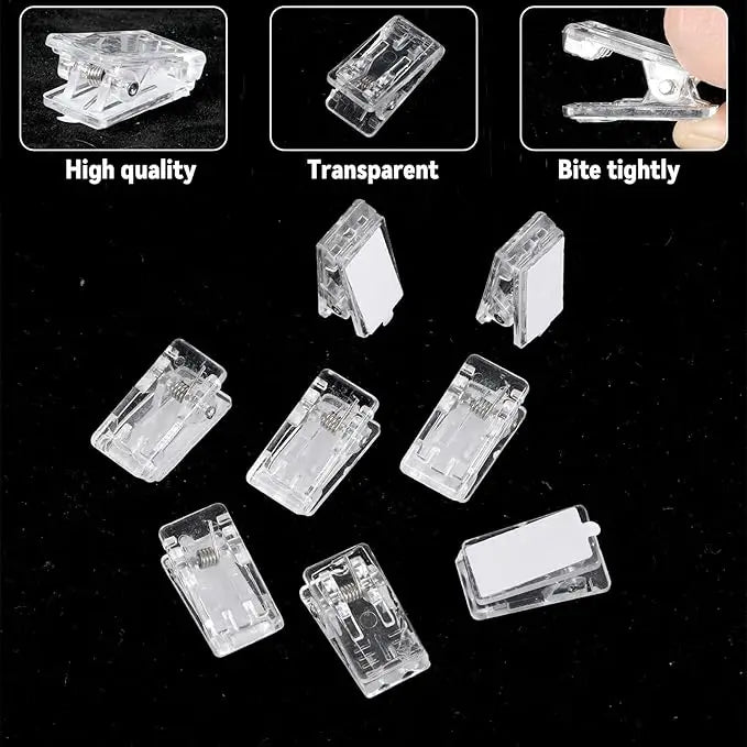 50PCS Self-adhesive Wall Tapestry Clips Transparent Acrylic Clips Poster Photo Wall Hanging Spring Clips Office Clips