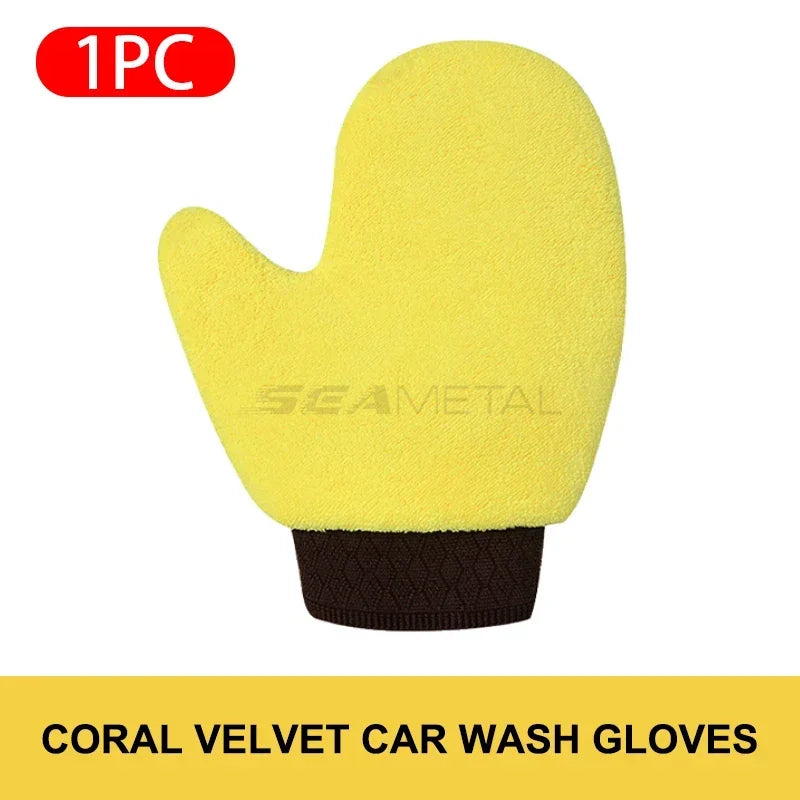 Car Wash Glove Double-Faced Coral Fleece Auto Cleaning Mitt Gloves Car Window Door Glass Paint Cleaner Care Products
