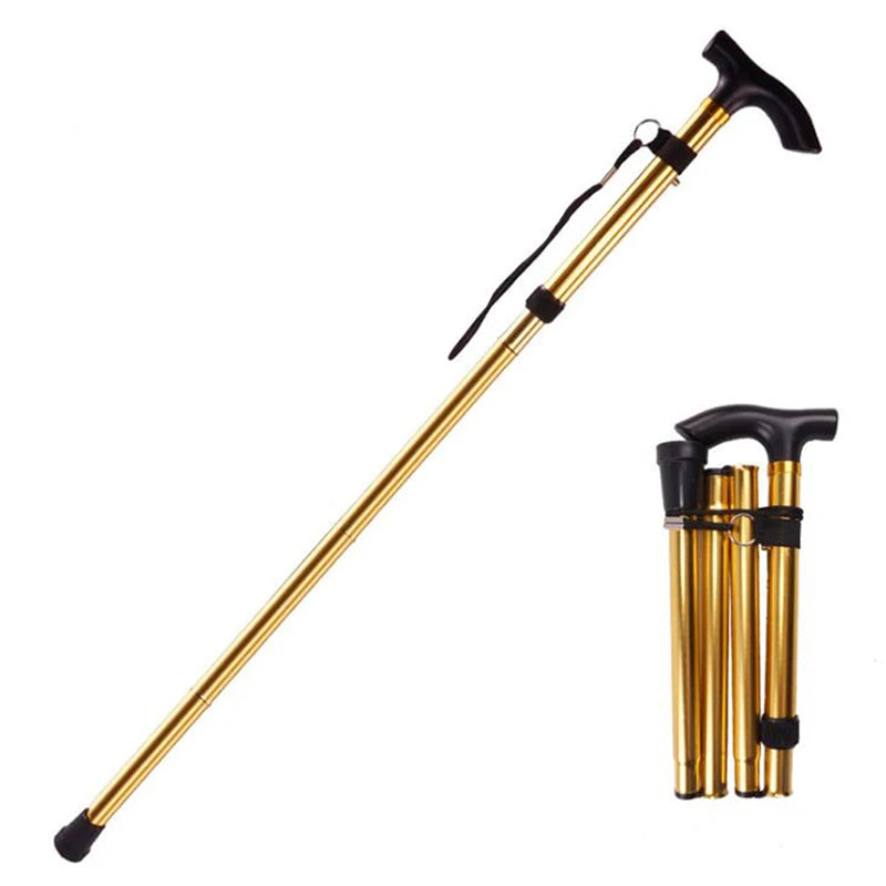 Walking Stick Telescopic Baton Hiking Trekking Poles Aluminum Alloy Metal Folding Cane Crutches Pole For Elderly People