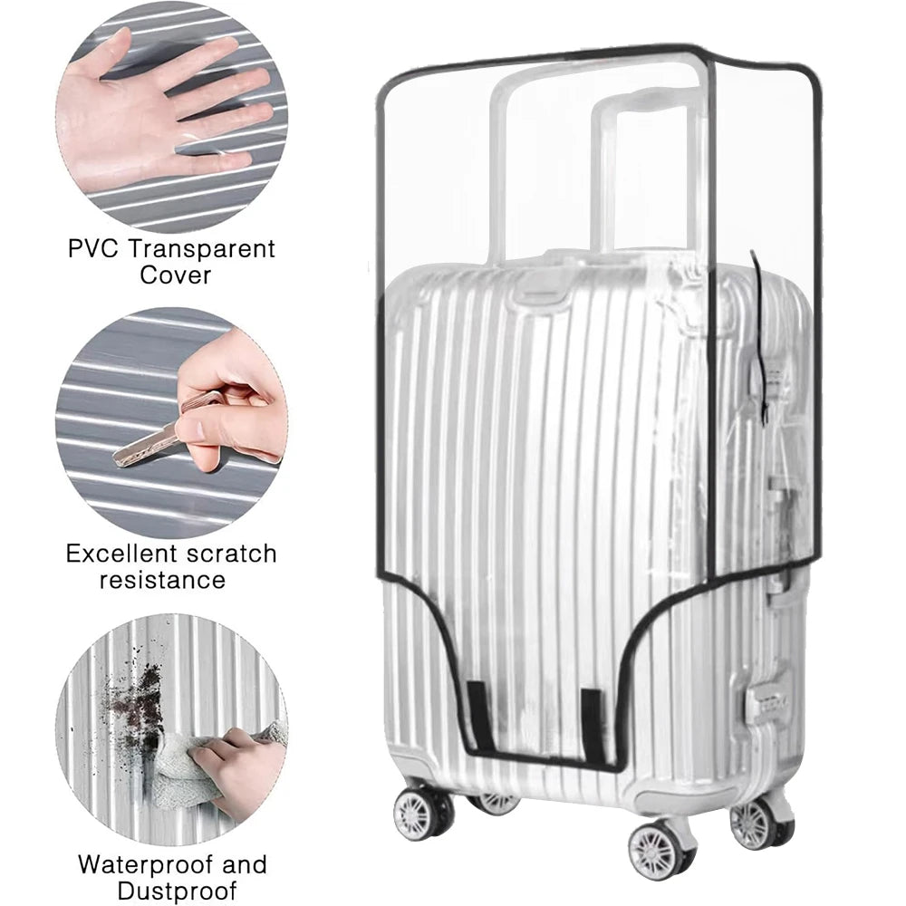 Transparent Waterproof PVC Suitcase Protector, Wear Resistant Dustproof Cover for 20-28 Inch Wheeled Trolley Luggage
