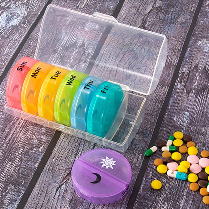 Portable Vitamin Pill Box Case Tablet for 7 Days 2 Times 14 Grids Travel Container Pill Case Tablet Portable Dispenser Organizer
