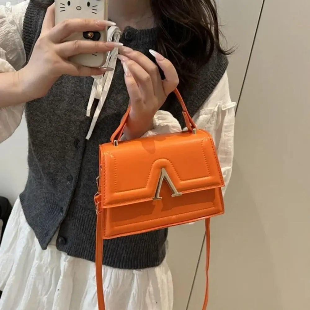 Casual Retro Shoulder Bag Candy Color Street Trend Crossbody Bag PU Material Large Capacity Ladies Handbag
