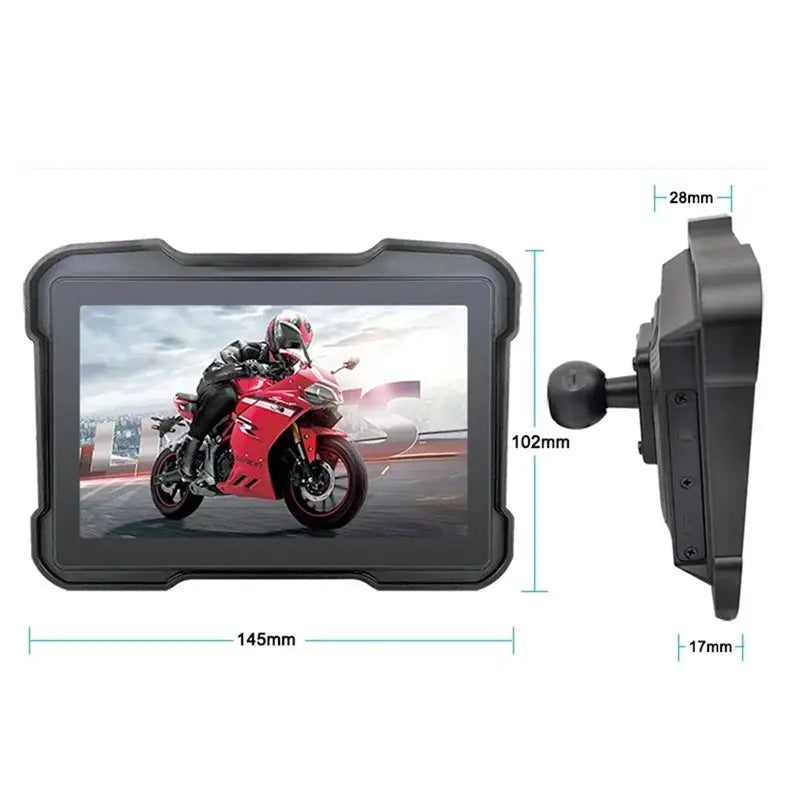 Motorcycle DVR Dash Cam Portable 5 Inch Wireless Carplay Android Auto Screen GPS Navigation Waterproof Monitor