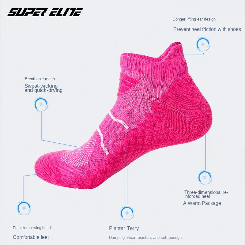 Women's sports socks, badminton socks, moisture-wicking massage socks, running socks, breathable, odor-resistant, shock-absorbin
