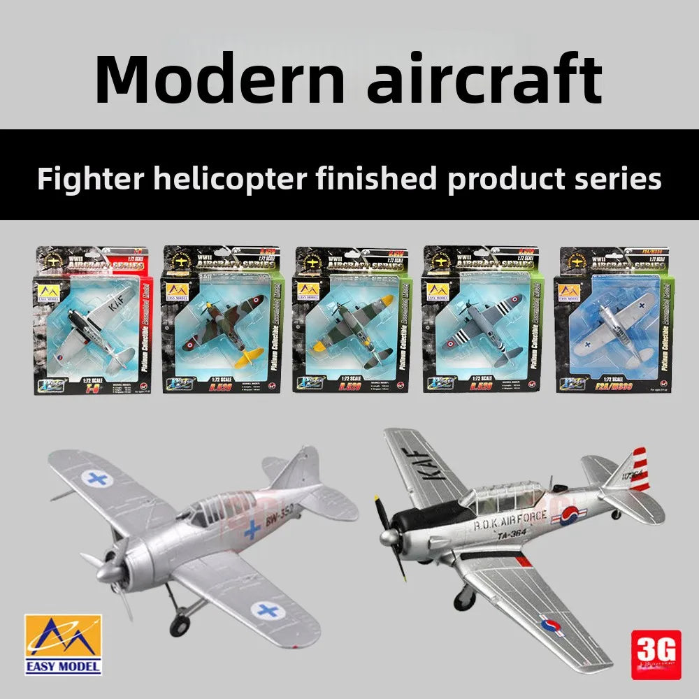 Easymodel 1/72 Scale Finished Military Aircraft Model Fighter Helicopter WWII and Modern Propeller Plane for Collection Display