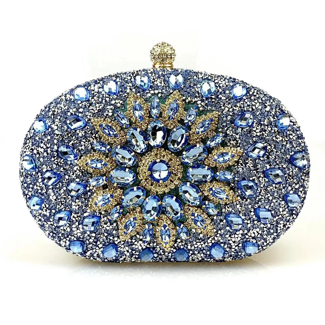 Flower Rhinestones Evening Bags Metal Prom Clutch Diamonds Clutch with Chain Shoulder Handbags Wedding Female Dress Purse Gift