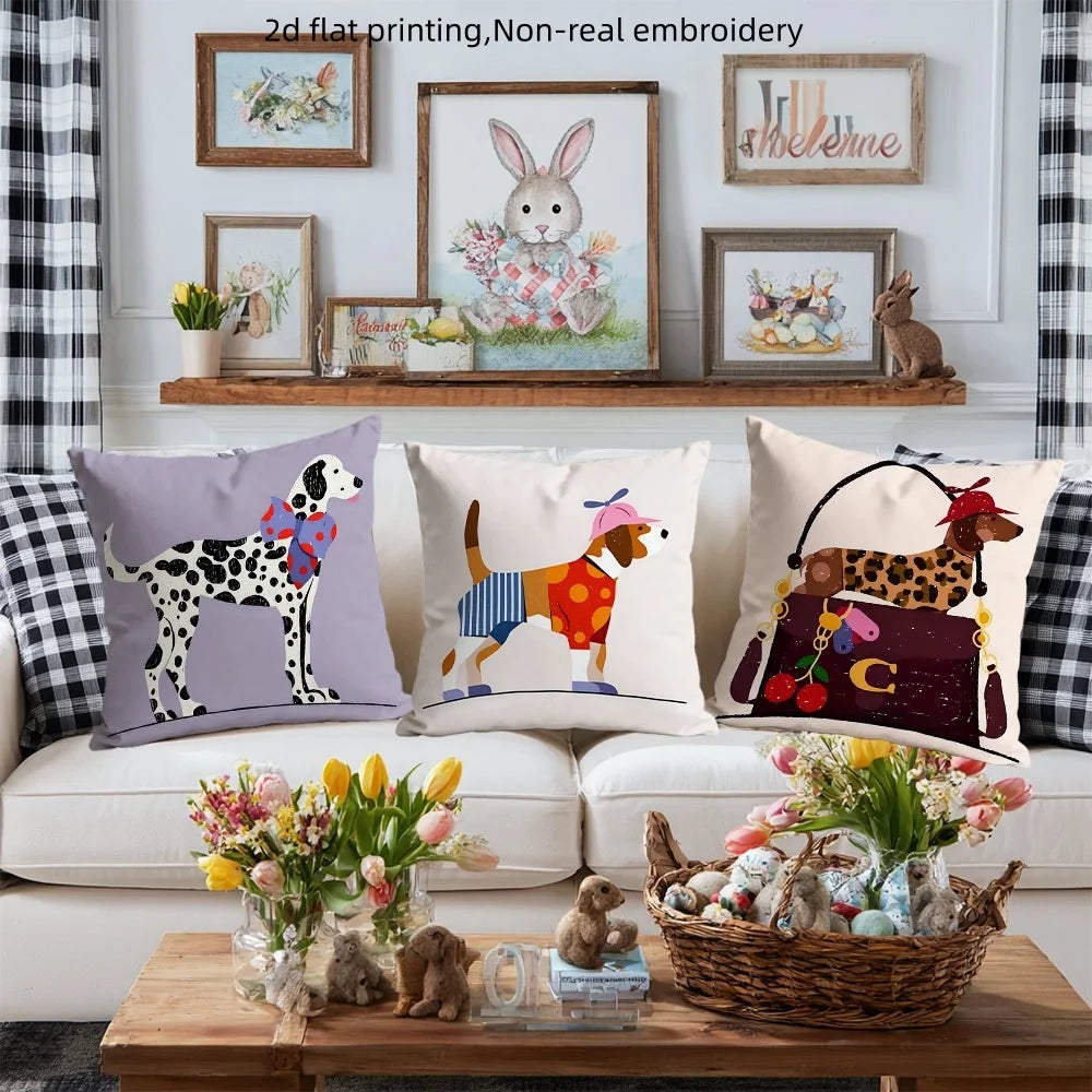 Fashion Dog Throw Pillow Covers, Cute Dalmatian Puppy Print Cushion Cases, Stylish Pet Lover Decor for Bedroom Living Room