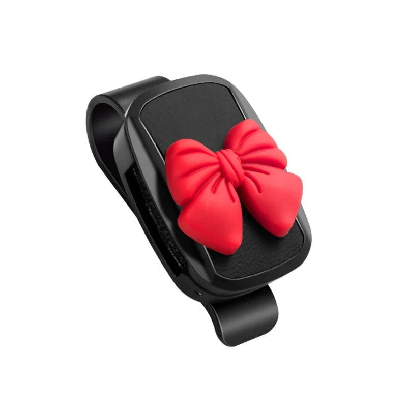 Car Glasses Clip Cute Bowknot Design Multifunctional Storage Holder For Sunglasses And Cards Mount On Car Sun Visor