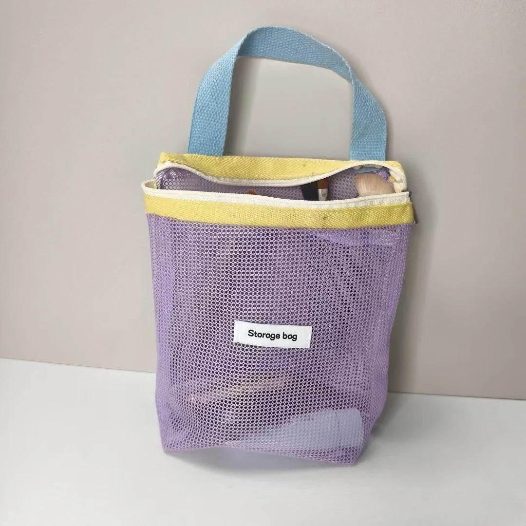 Macaron Color Makeup Organizer Breathable Wet Pack for Women Large Capacity Travel Toiletry Bag Mesh Beach Swimming Pouch