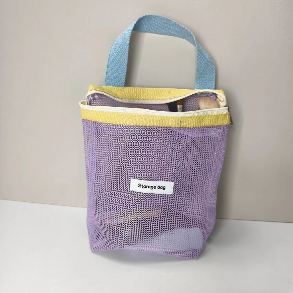 Macaron Color Makeup Organizer Breathable Wet Pack for Women Large Capacity Travel Toiletry Bag Mesh Beach Swimming Pouch