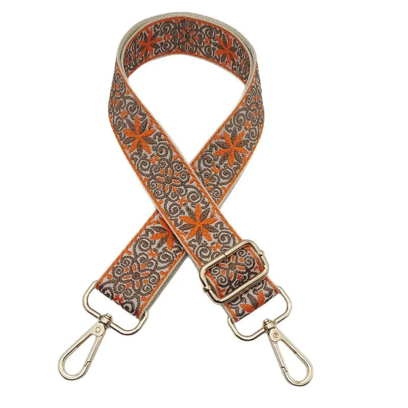 Ethnic Style Embroidered Messenger Single Shoulder Width Bag Strap Woven Long Shoulder Strap Adjustable Bag Replacement Strap