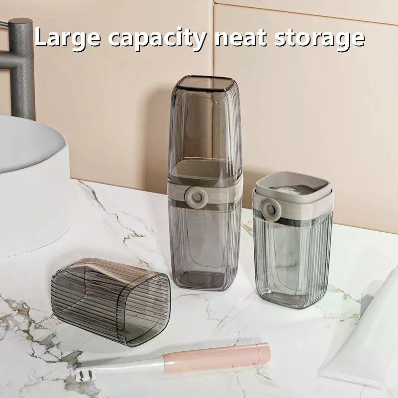 Travel Toiletries Set, Portable Mouthwash Cup, Tooth Cup, Toothbrush Storage Box, Essential Tool for Traveling and Business Trip