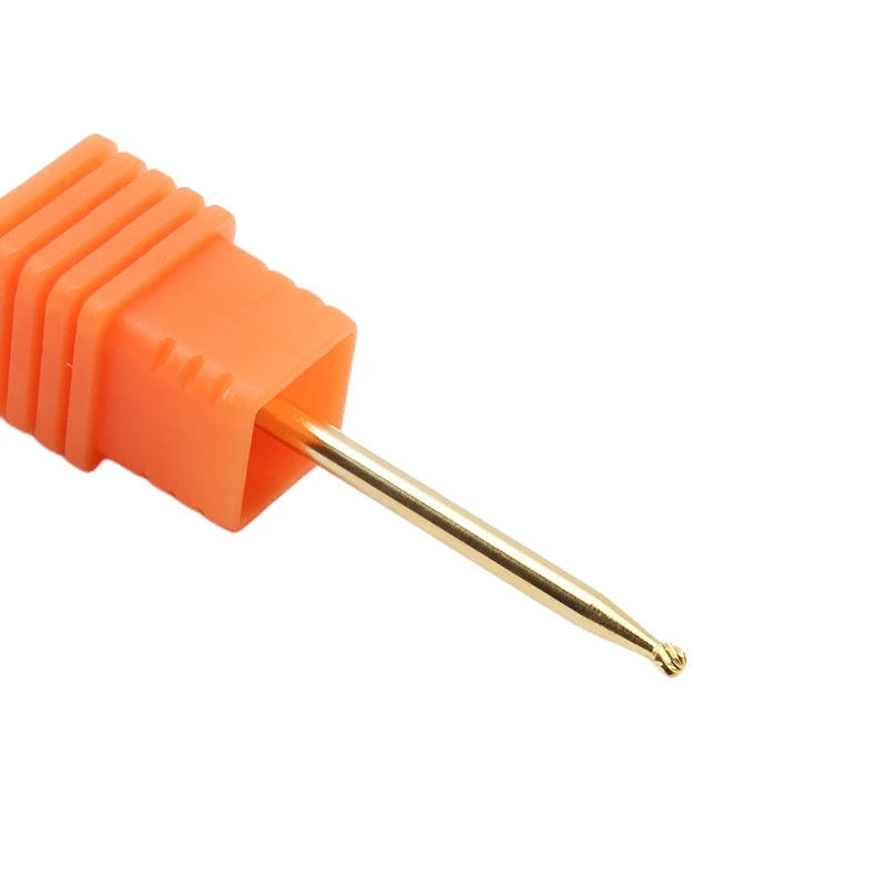 Gold Coated Ball Tungsten Carbide Nail Drill Bit, 2.35MM Shank Professional Carbide Nail Bit for Cuticle Cleaning Gel Removal Ma