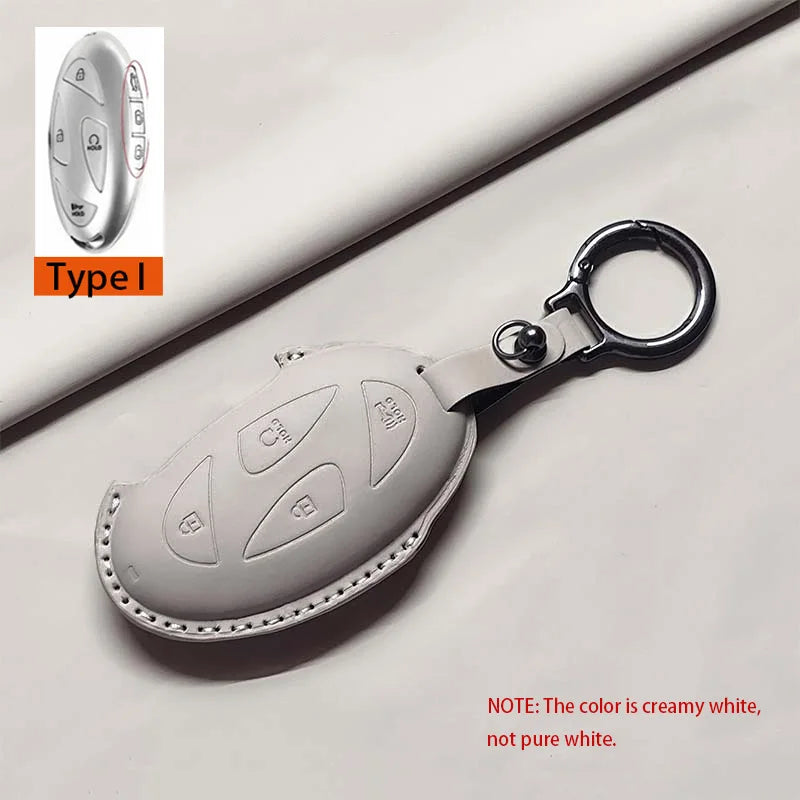 Car Remote Key Case Cover for Hyundai Grandeur GN7 Kona Ev 2023 Ionic 6 5/7 Bottons Leather Keychain Durable Luxury Accessories