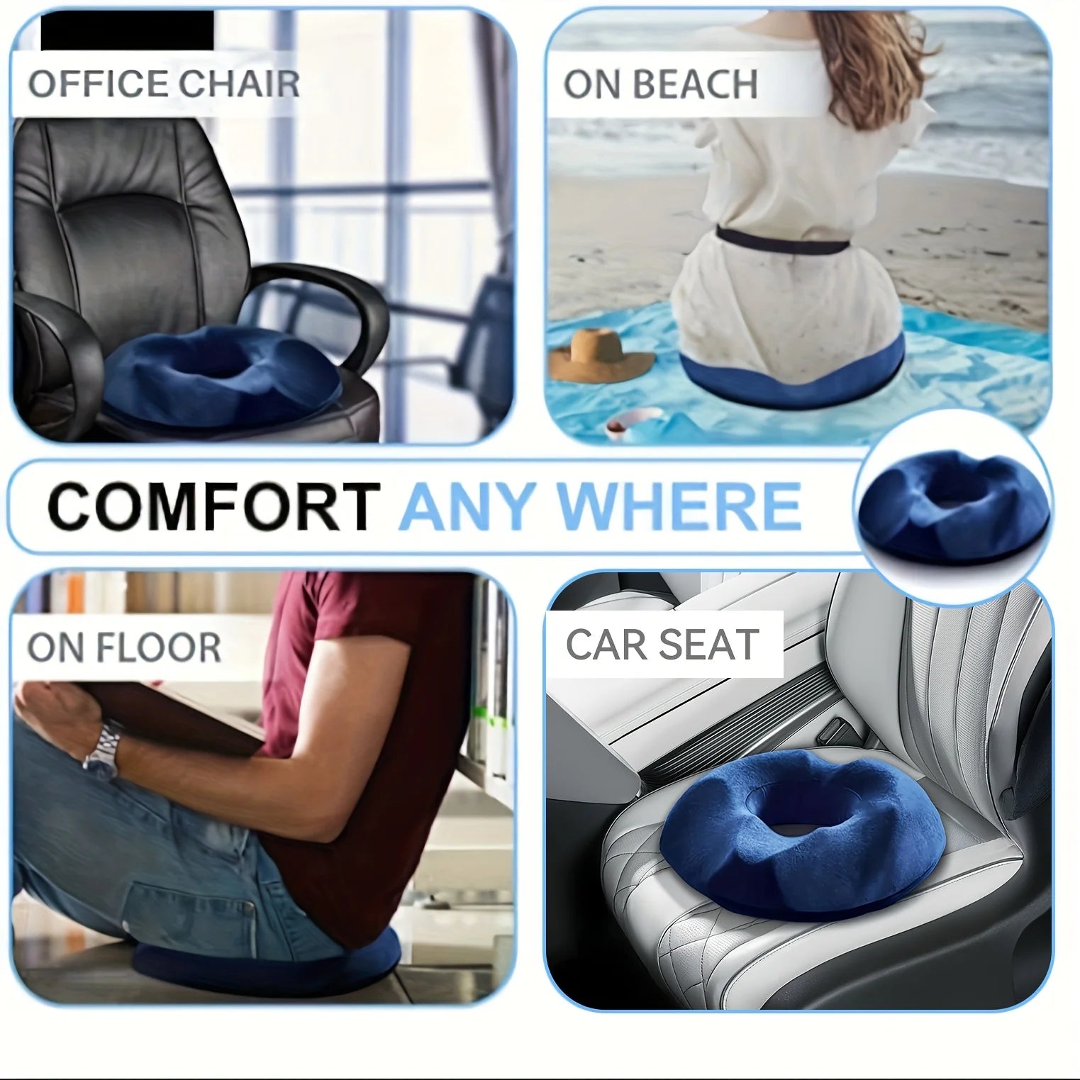 1pc Orthopedic Memory Foam Donut Pillow Coccyx Seat Cushion Hemorrhoid Cushion Tailbone Cushion for Pregnant Butt Cushion