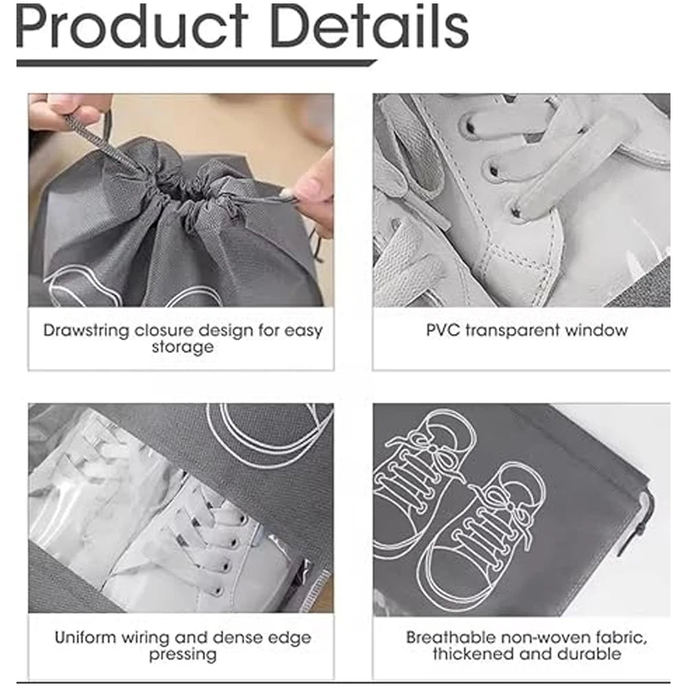 1-50Pcs Shoes Storage Organizer Bags Waterproof Pocket Clothing Classified Hanging Bag Non-Woven Shoe Dust Bags Moistureproof