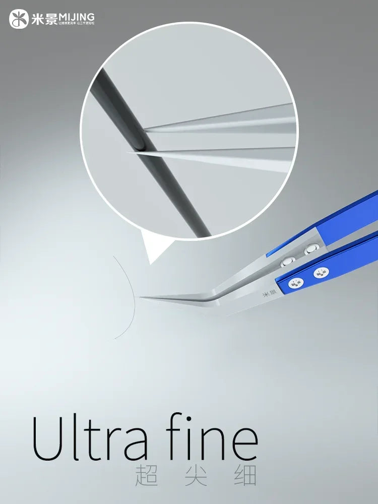 MiJing Anti-static Ceramic Stainless Steel Ultra Fine Tweezers Maintenance Industrial Precision For Phone Mainboard Repair Tools