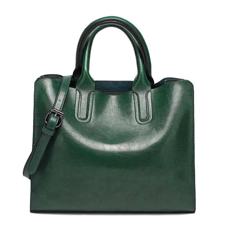 Vintage OIL SKIN pu Leather Casual Crossbody Bag women Big bags High Quality Tote Women's Handbags Shoulder Messenger Bags sac