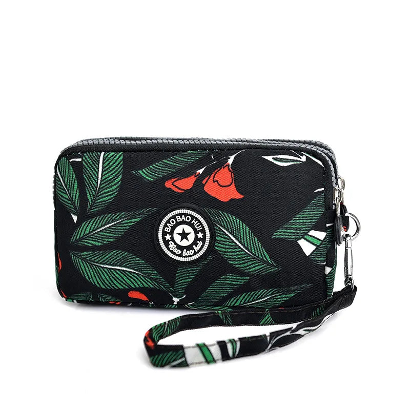 Stylish Jellyfish Print Triple Zipper Phone Bags, Compact Canvas Clutch Purse for Women’s Daily Essentials Casual Wallets Use